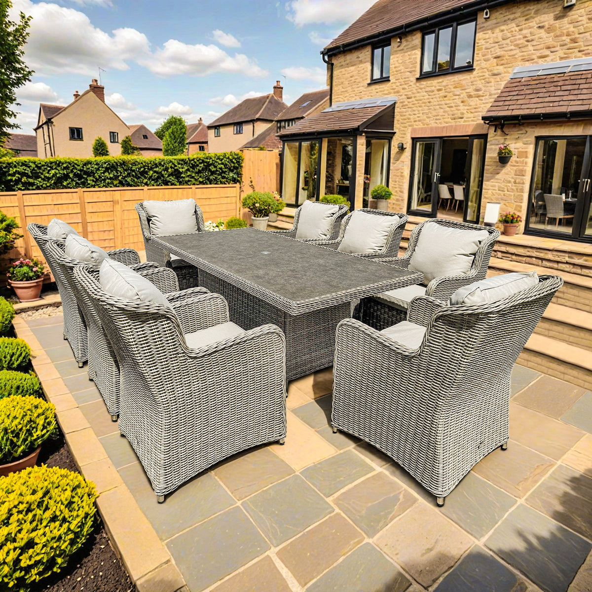 Bracken Outdoors Richmond 8 Seat Rattan Rectangular Garden Furniture Dining Set