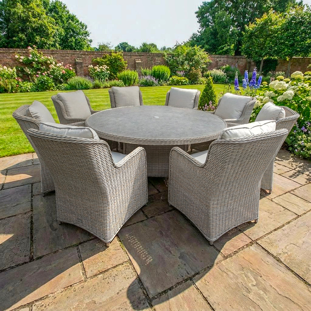 Bracken Outdoors Richmond 8 Seat Rattan Round Garden Furniture Dining Set