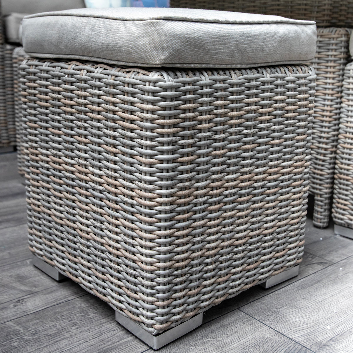 Bracken Outdoors Richmond Rectangular Rattan Corner Sofa Garden Furniture Set with Fire Pit Table