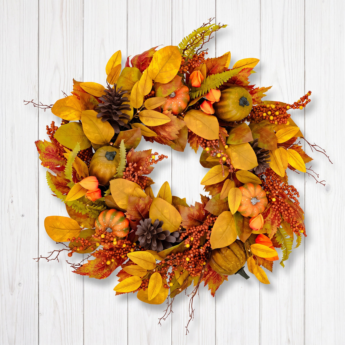 The Christmas Centre 26in Prelit Cedar Autumn Wreath with Warm White Battery Operated LED Lights
