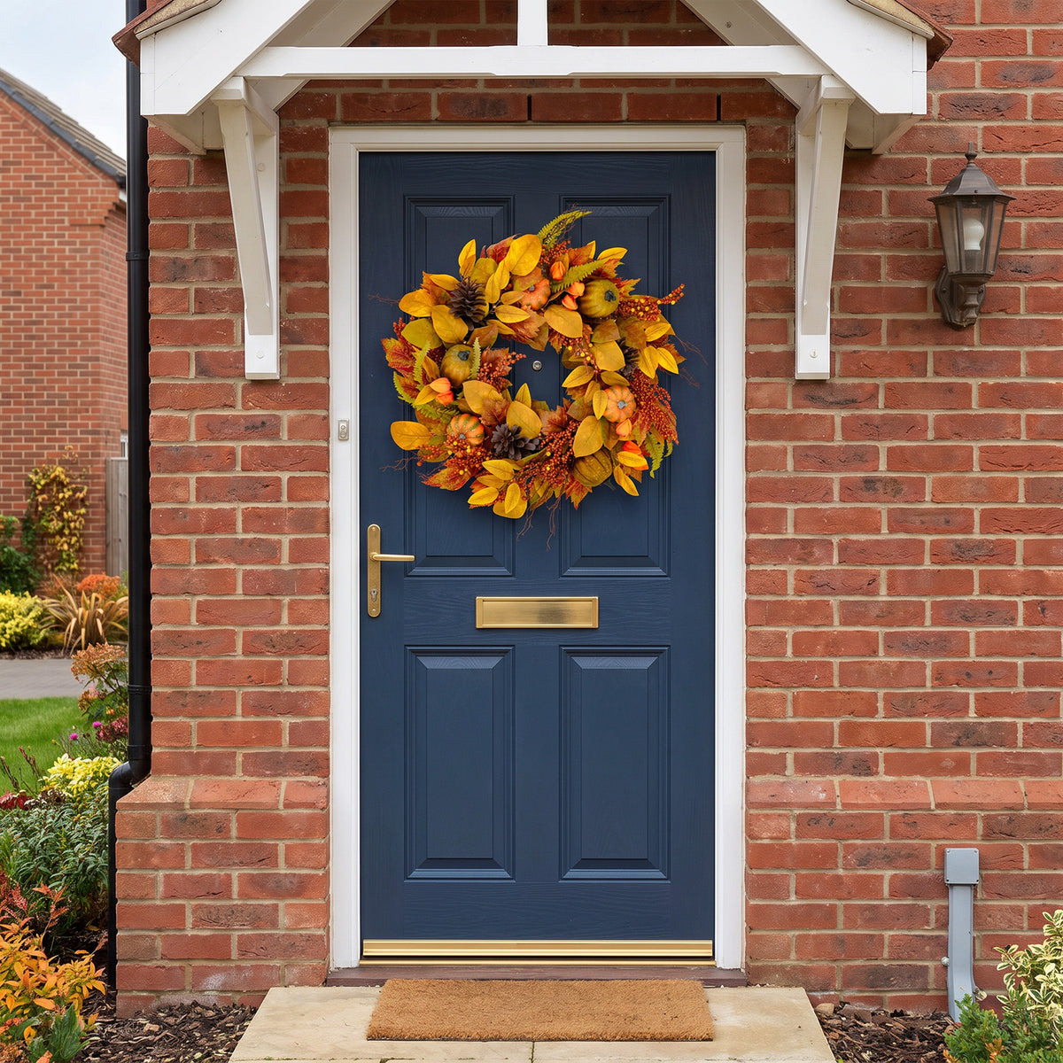 The Christmas Centre 26in Prelit Cedar Autumn Wreath with Warm White Battery Operated LED Lights