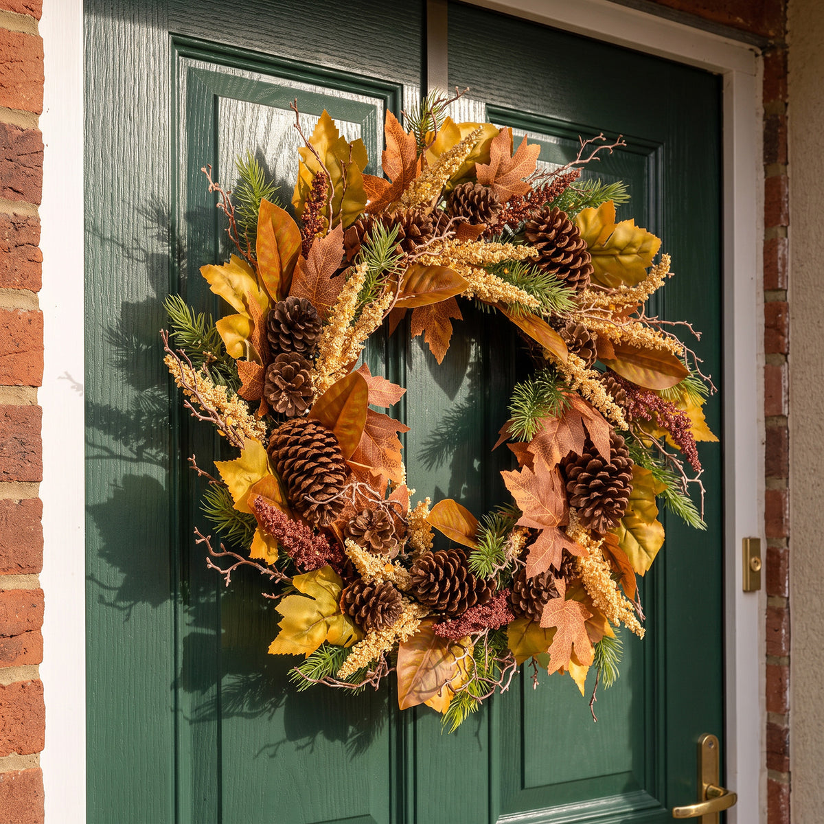 The Christmas Centre 26in Prelit Willow Autumn Wreath with Warm White Battery Operated LED Lights