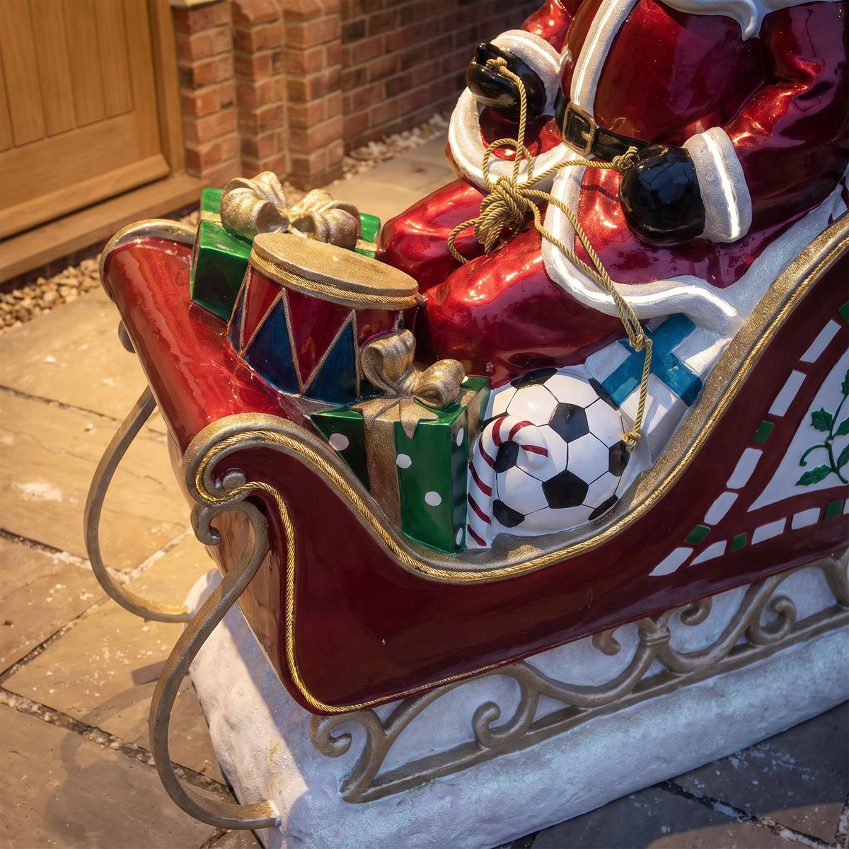3ft High Christmas Reindeer and Santa Sleigh Set with Warm White LED Strip Lights