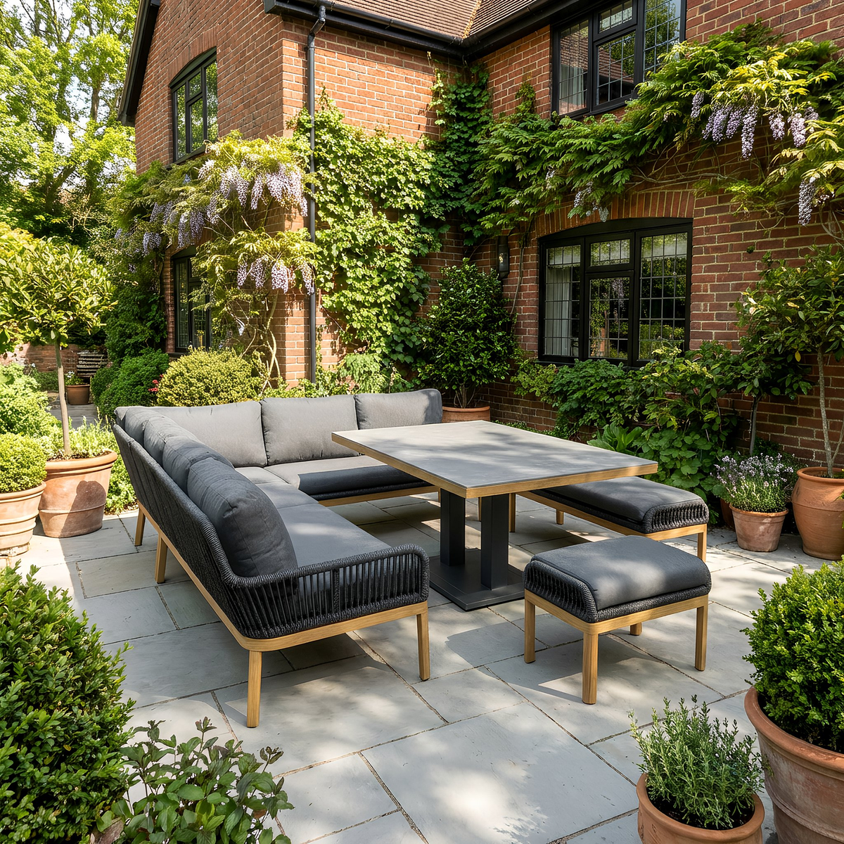 Bracken Outdoors Santiago Corner Sofa Set with Height Adjustable Rectangular Table