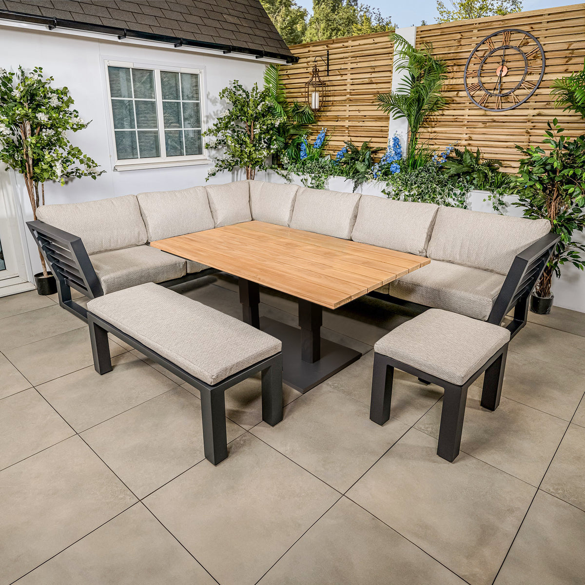 Bracken Outdoors Seattle Aluminium Lounge Corner Garden Furniture Set with Adjustable Table