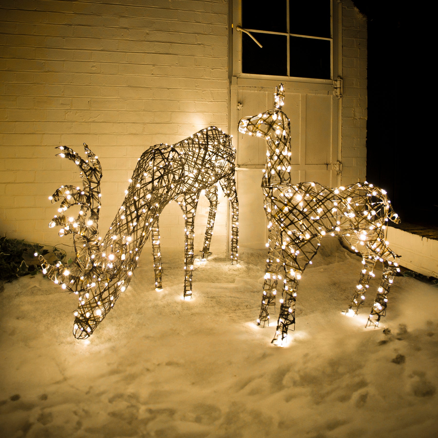 Christmas Grazing Reindeer and Doe Outdoor Light Set Garden Trends