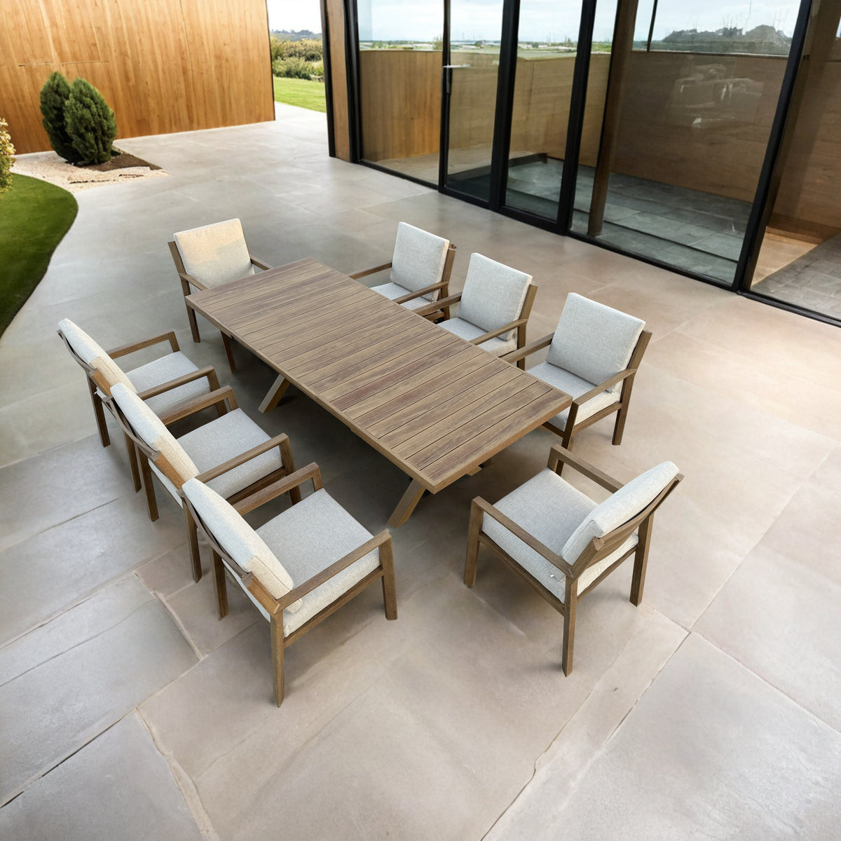 Bracken Outdoors Seville Aluminium Extending Table 8 Seat Garden Furniture Dining Set