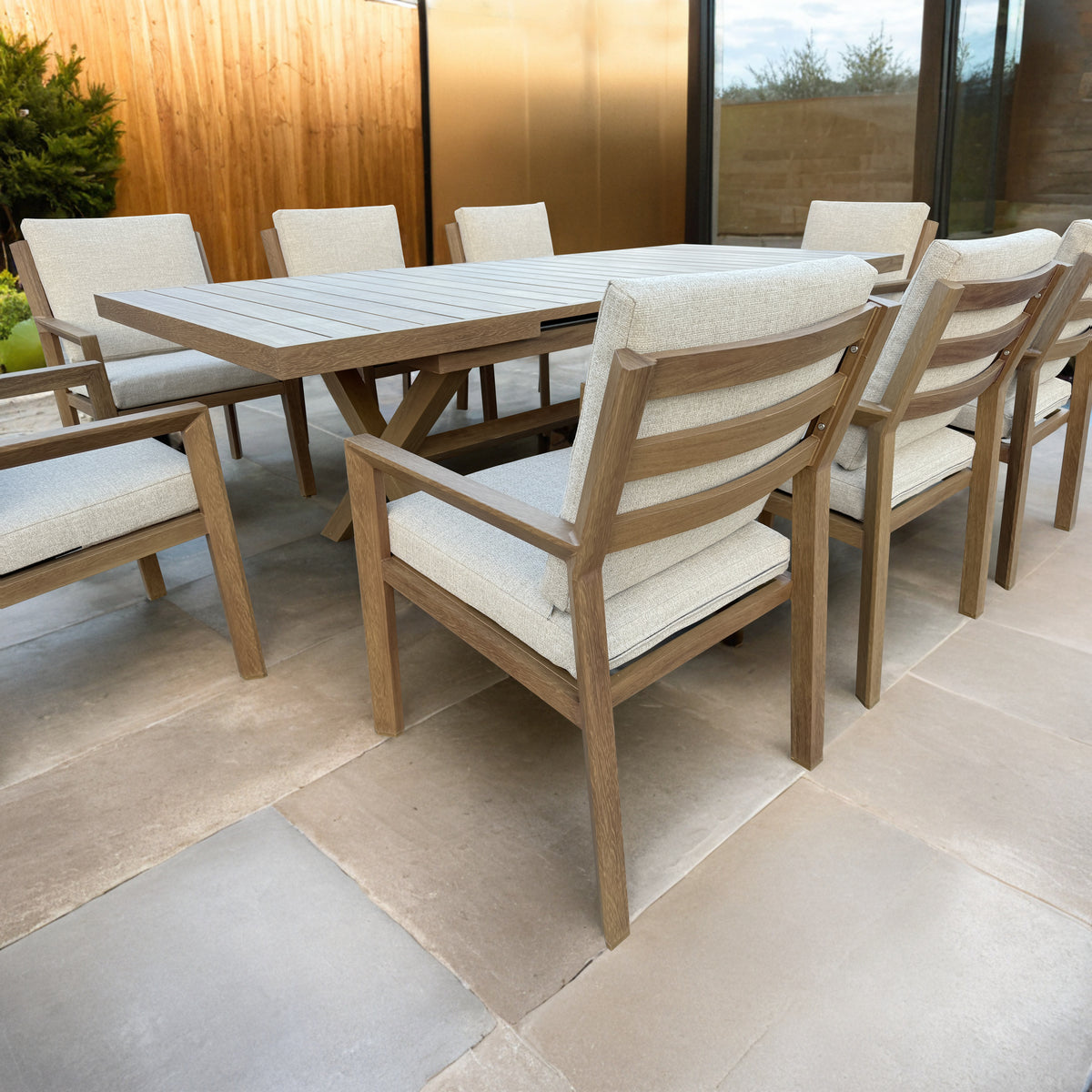 Bracken Outdoors Seville Aluminium Extending Table 8 Seat Garden Furniture Dining Set