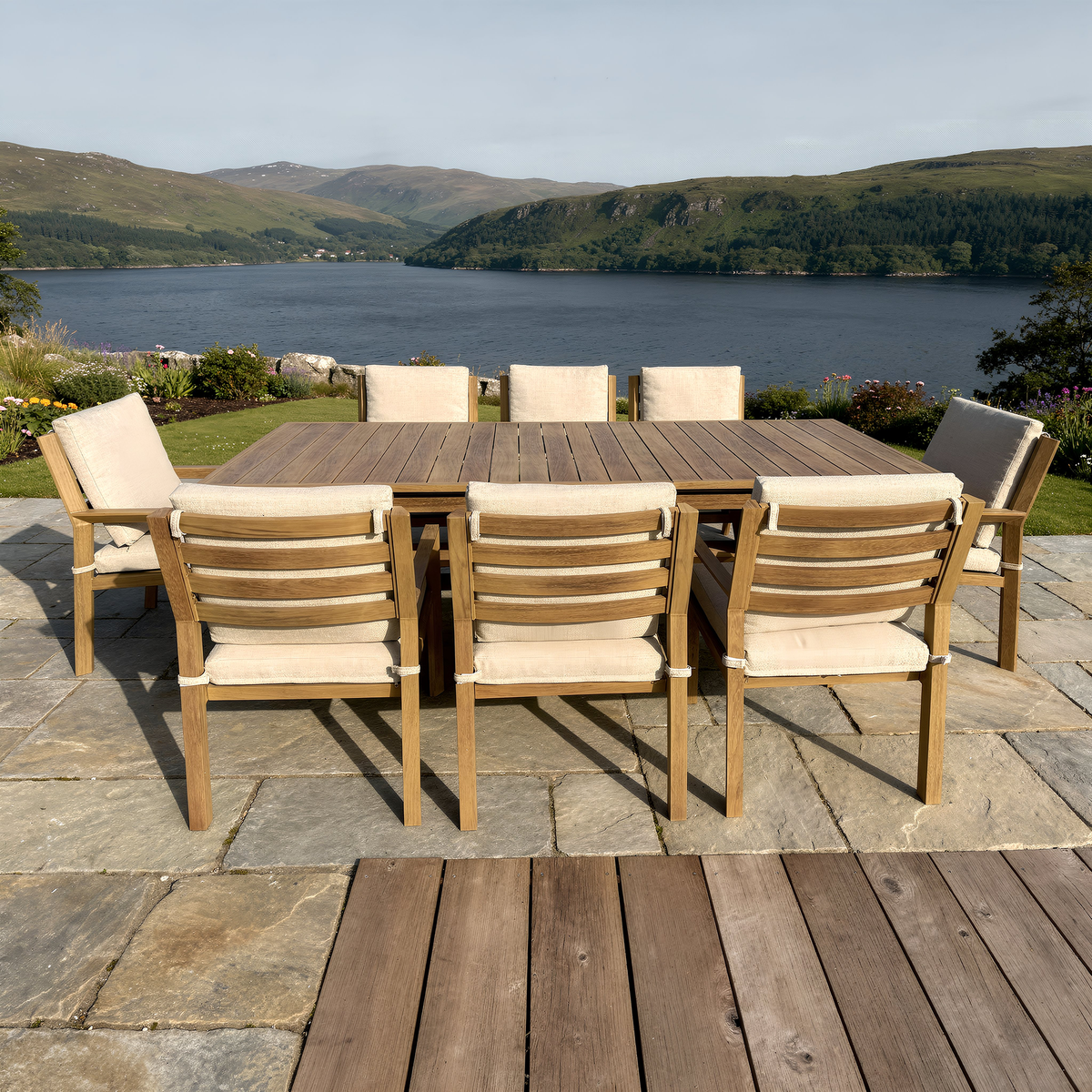 Bracken Outdoors Seville Aluminium Extending Table 8 Seat Garden Furniture Dining Set