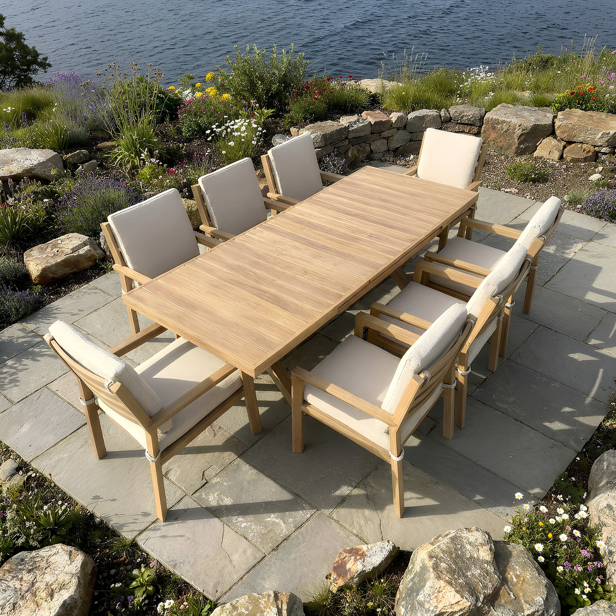 Bracken Outdoors Seville Aluminium Extending Table 8 Seat Garden Furniture Dining Set