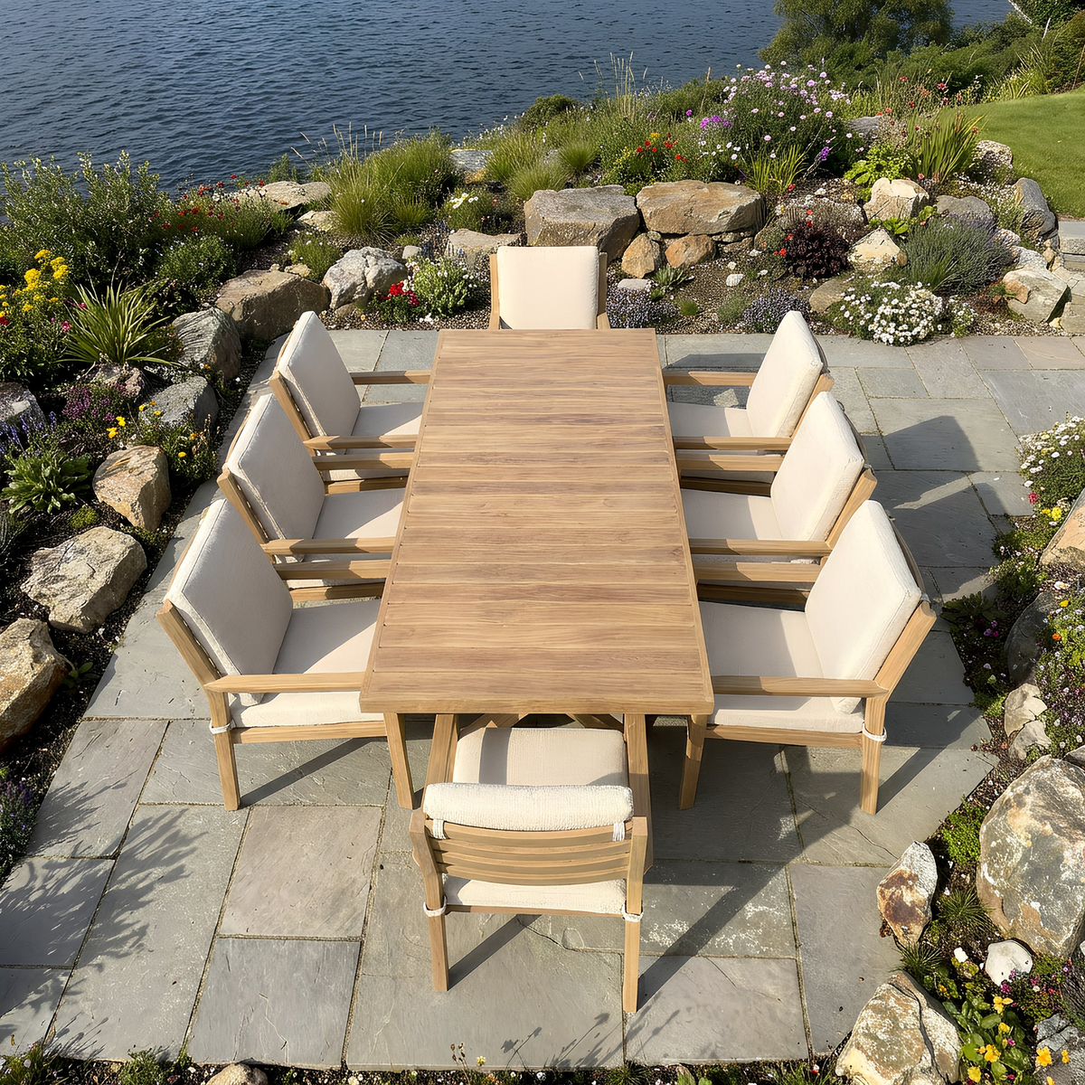 Bracken Outdoors Seville Aluminium Extending Table 8 Seat Garden Furniture Dining Set