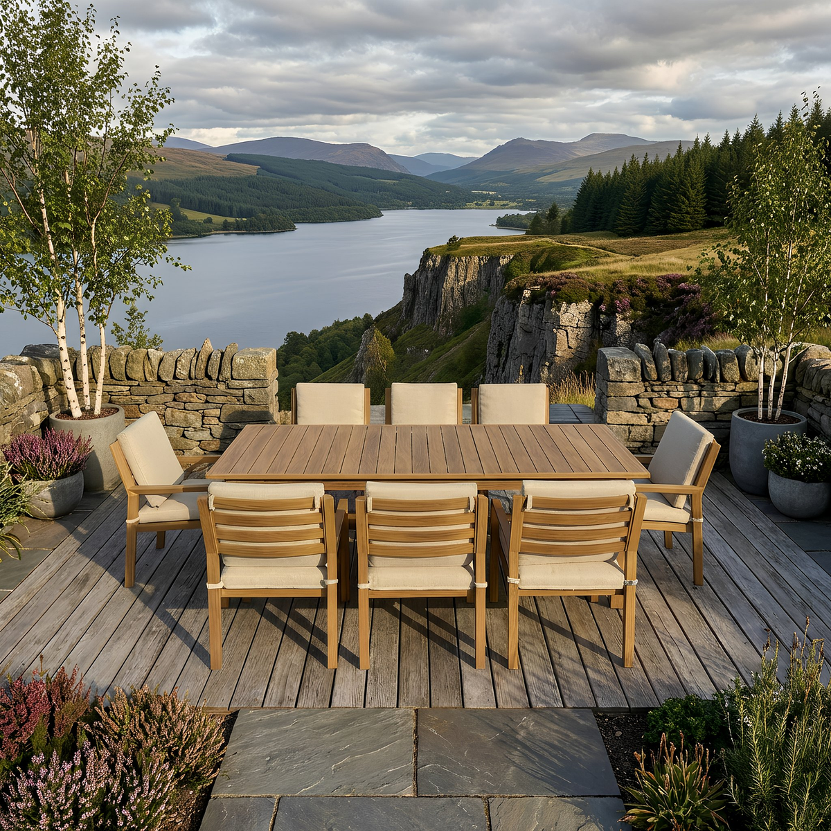 Bracken Outdoors Seville Aluminium Extending Table 8 Seat Garden Furniture Dining Set