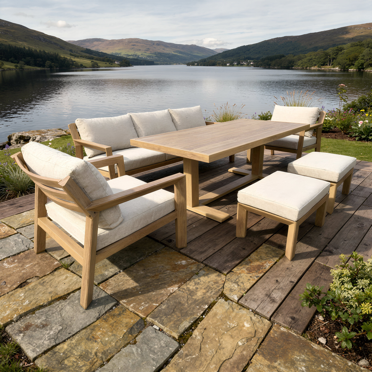 Bracken Outdoors Seville Aluminium Lounge Sofa Garden Furniture Casual Dining Set