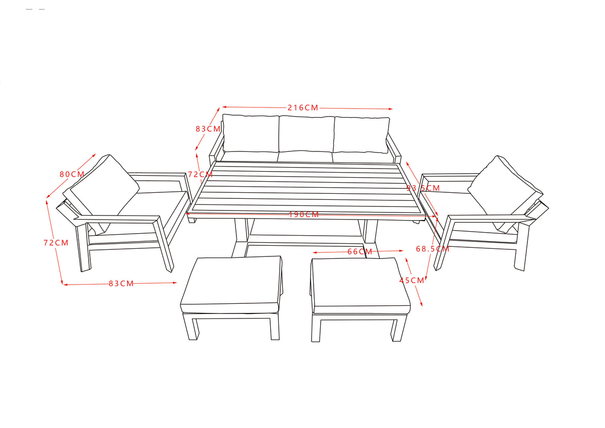 Bracken Outdoors Seville Aluminium Lounge Sofa Garden Furniture Casual Dining Set