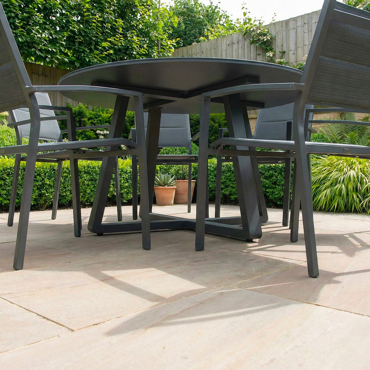 Bracken Outdoors Seychelles 6 Seat Round Aluminium & Textilene Garden Furniture Dining Set