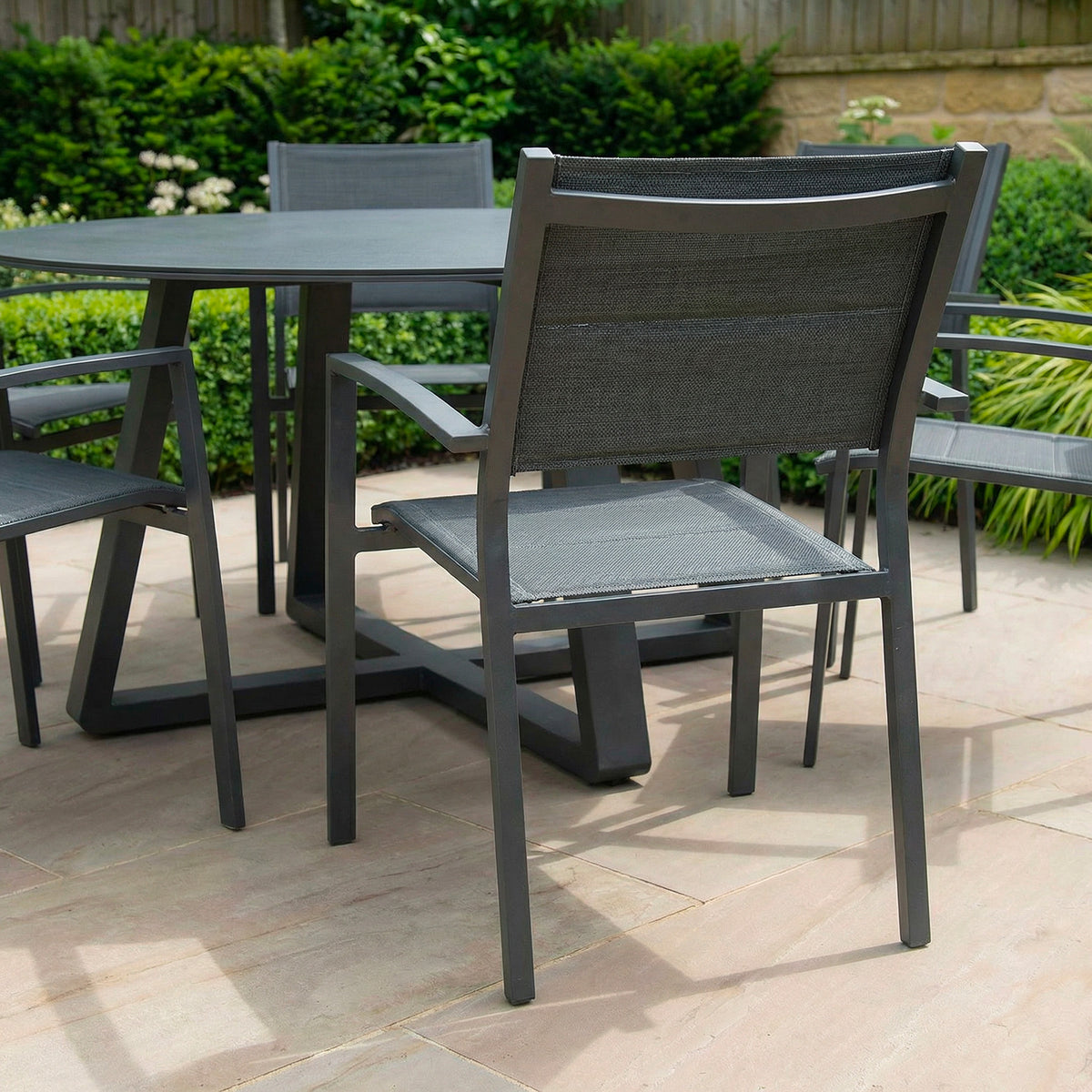 Bracken Outdoors Seychelles 6 Seat Round Aluminium & Textilene Garden Furniture Dining Set