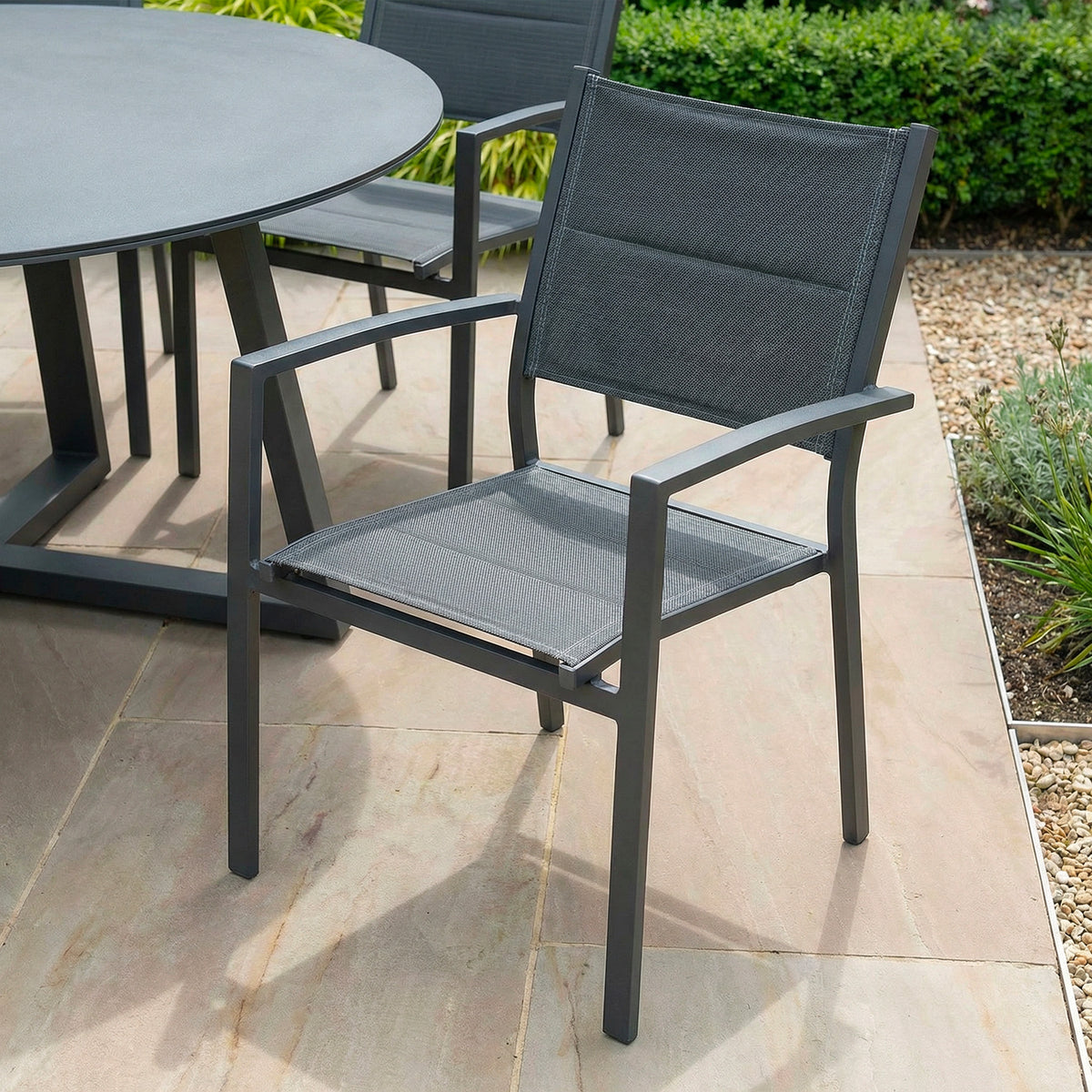 Bracken Outdoors Seychelles 6 Seat Round Aluminium & Textilene Garden Furniture Dining Set
