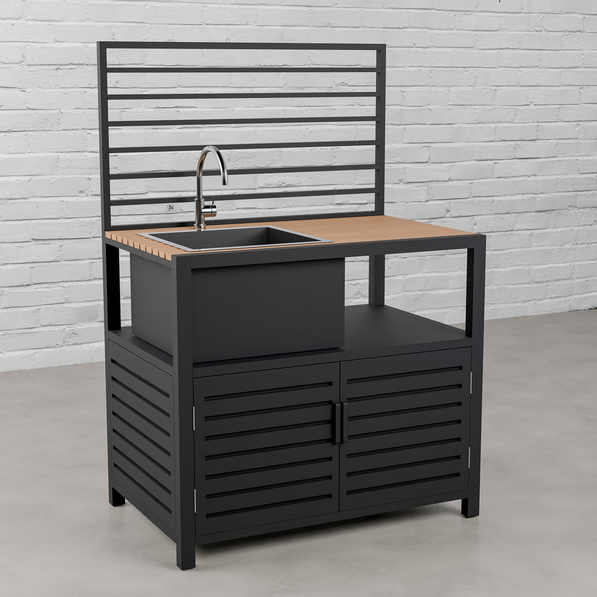 Draco Grills Scandic Modular 4 Burner Barbecue Cabinet with Double Cupboard & Sink Unit