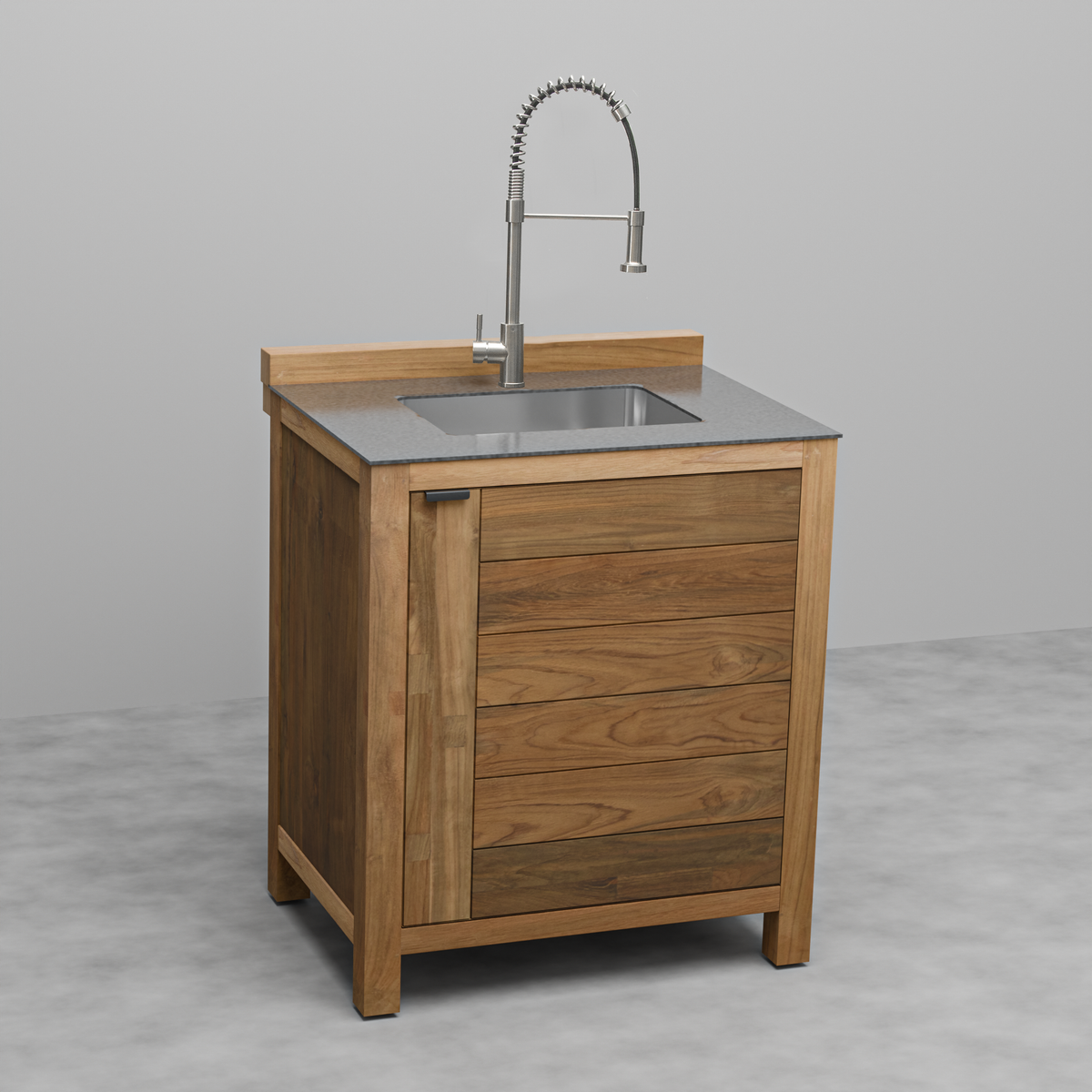 Draco Grills Teak Modular Outdoor Kitchen Sink Cabinet with Ceramic Top
