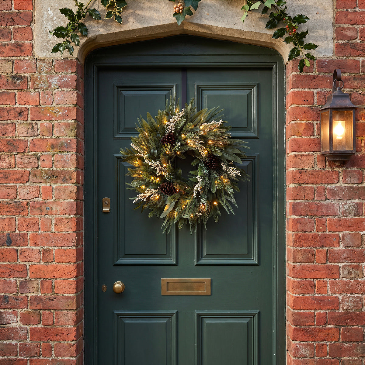 The Christmas Centre Winter Glow 26in (66cm) Prelit Christmas Wreath with Warm White Battery Operated LED Lights