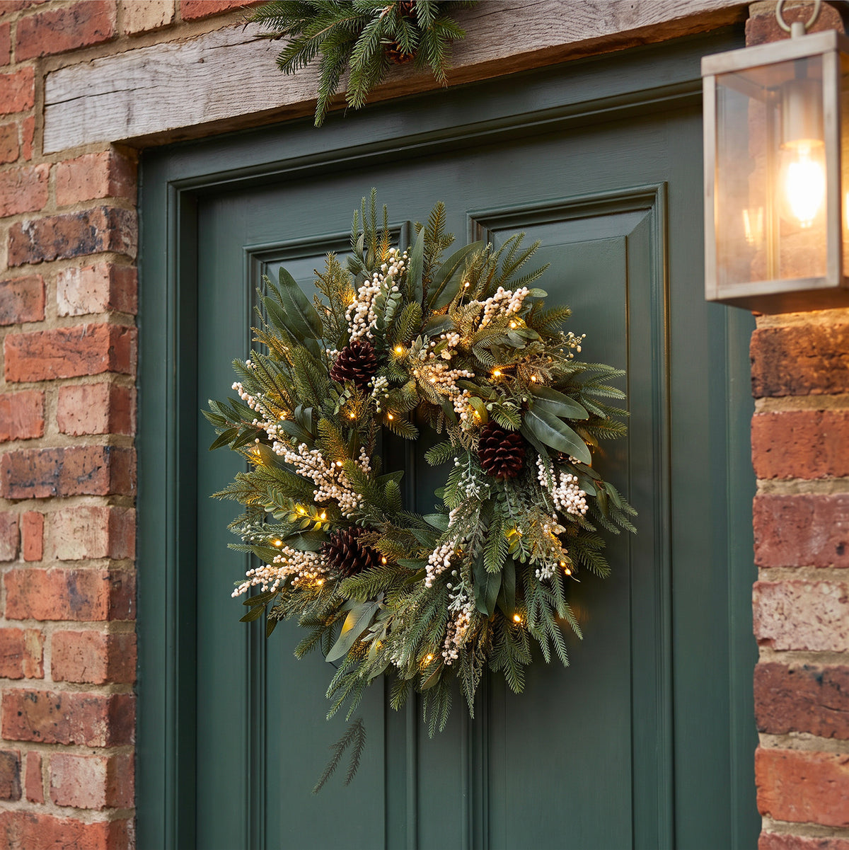 The Christmas Centre Winter Glow 26in (66cm) Prelit Christmas Wreath with Warm White Battery Operated LED Lights