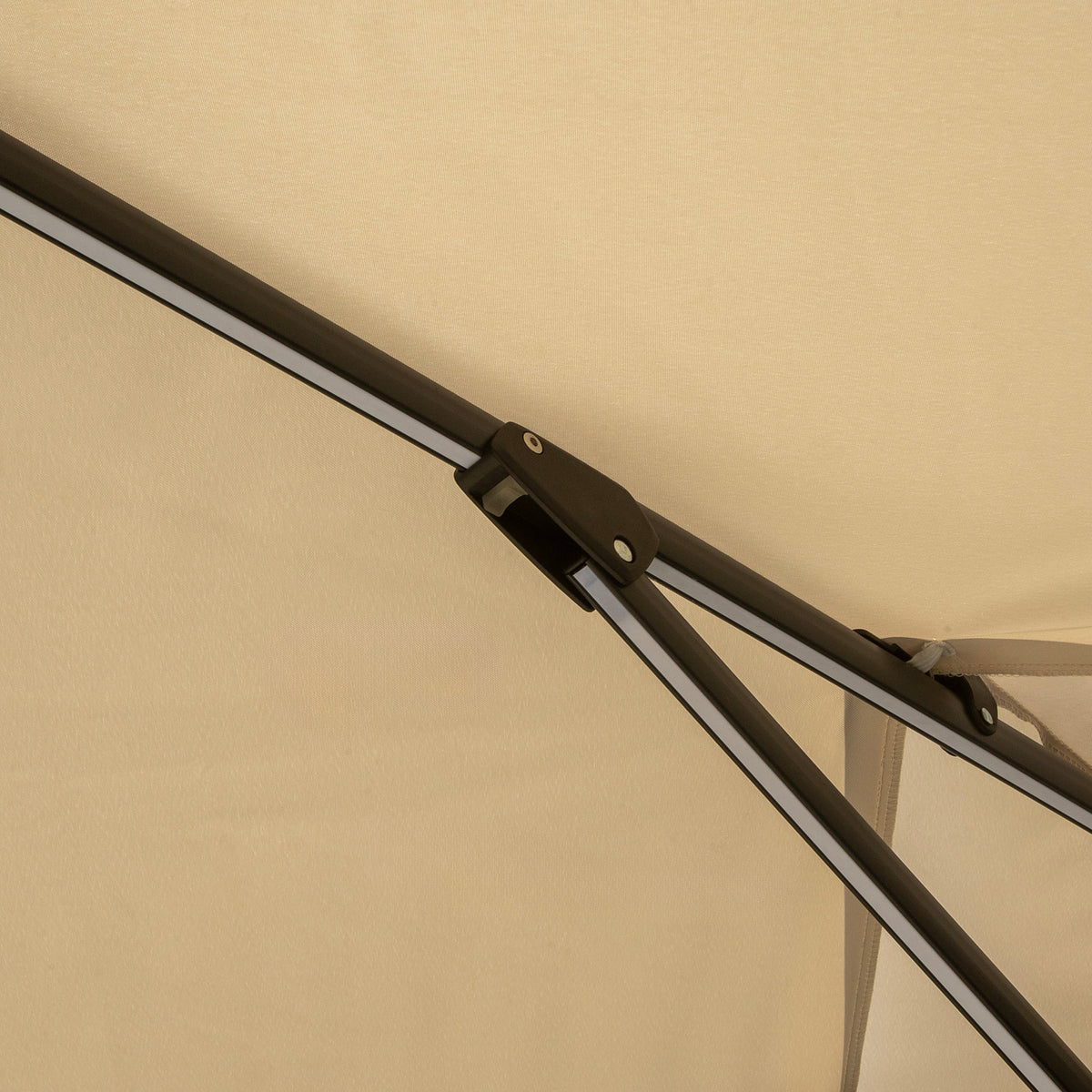 Bracken Outdoors Ecru 3m x 3m Square Cantilever Parasol With Solar LED Lights &amp; FREE Base