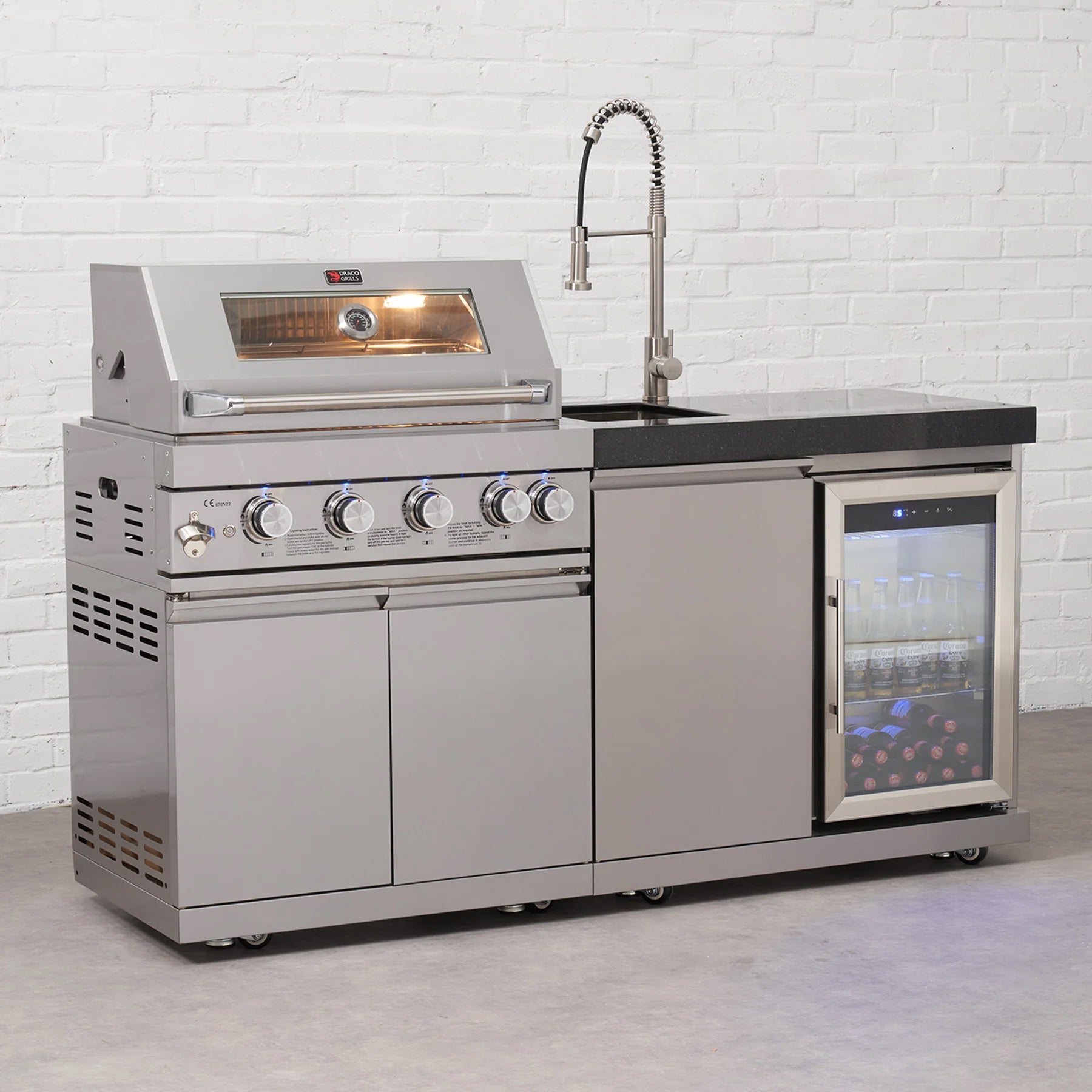 Draco Grills Burner BBQ Modular Outdoor Kitchen with Sink and
