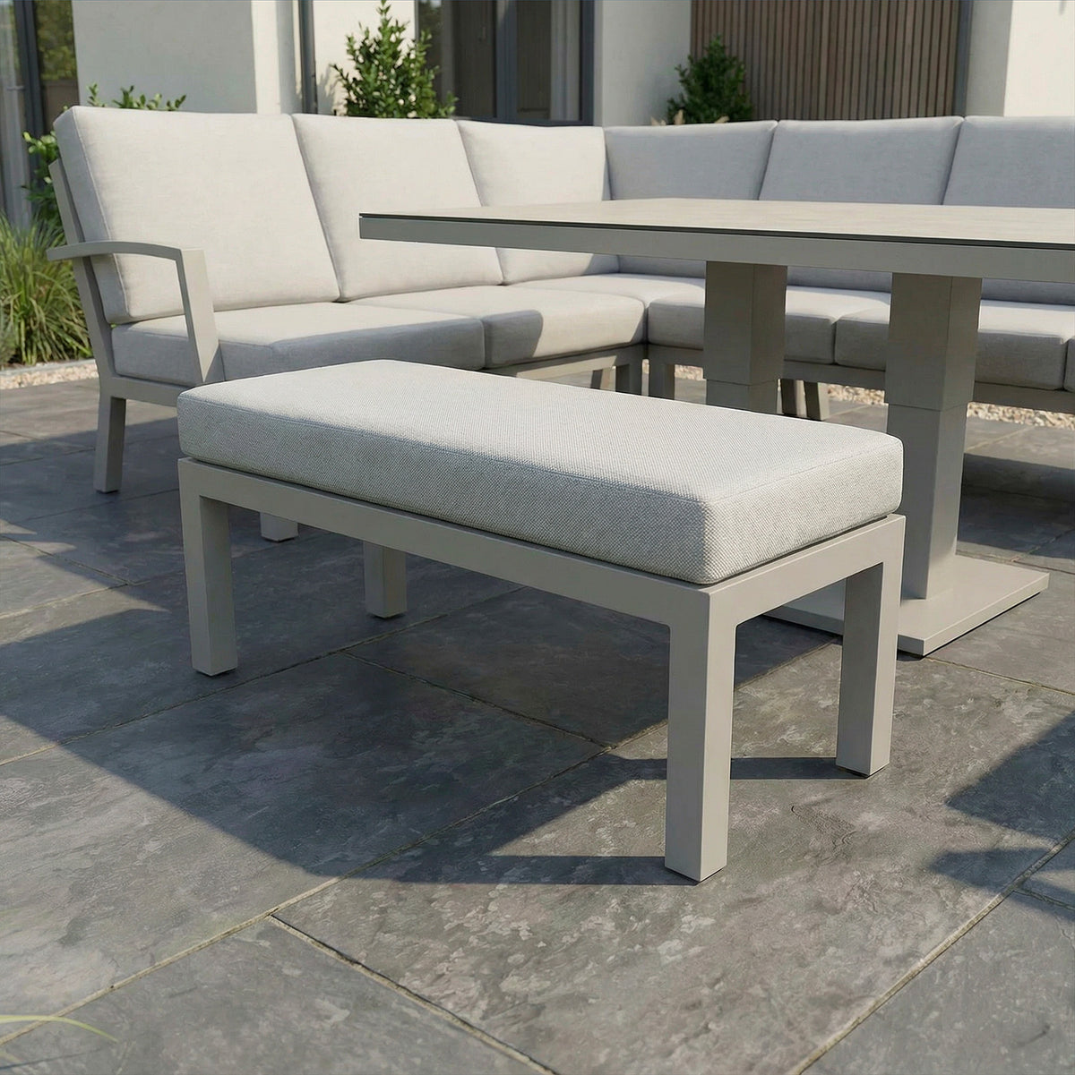 Bracken Outdoors Miami Stone Aluminium Rectangular Corner Set with Adjustable Table Bench and Armchair