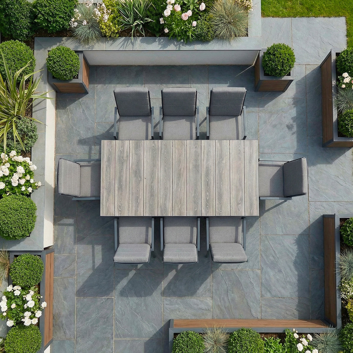 Bracken Outdoors Sydney 8 Seat Rectangular High Back Aluminium Dining Garden Furniture Set