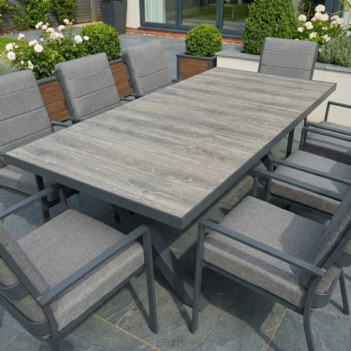 Bracken Outdoors Sydney 8 Seat Rectangular High Back Aluminium Dining Garden Furniture Set