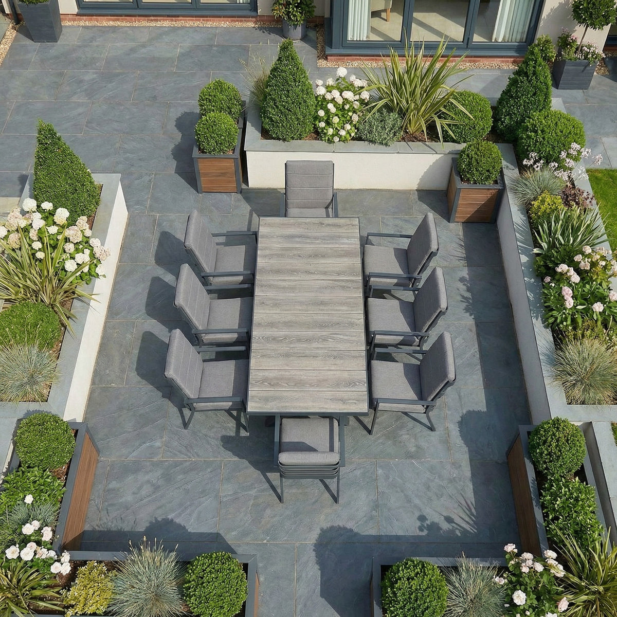 Bracken Outdoors Sydney 8 Seat Rectangular High Back Aluminium Dining Garden Furniture Set