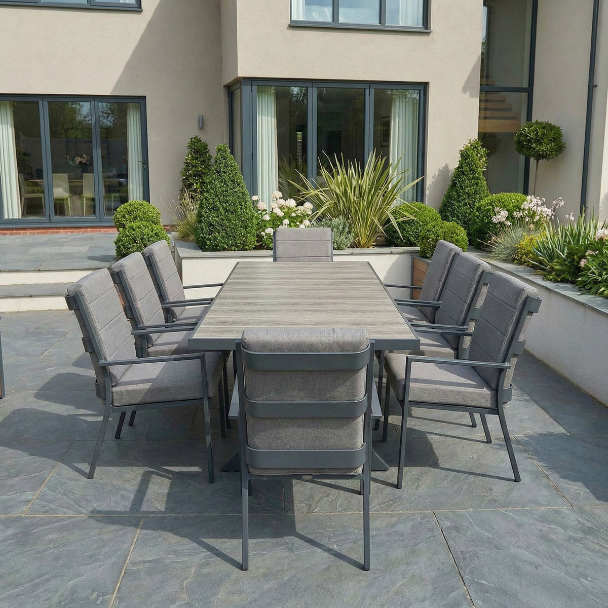 Bracken Outdoors Sydney 8 Seat Rectangular High Back Aluminium Dining Garden Furniture Set