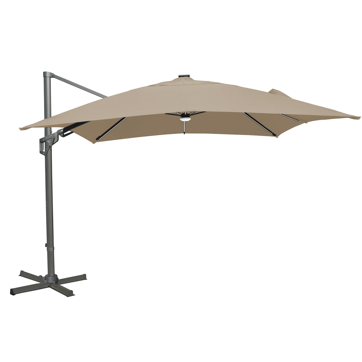 Bracken Outdoors Napoli Sand 3m x 3m Square Cantilever Parasol With LED Lights