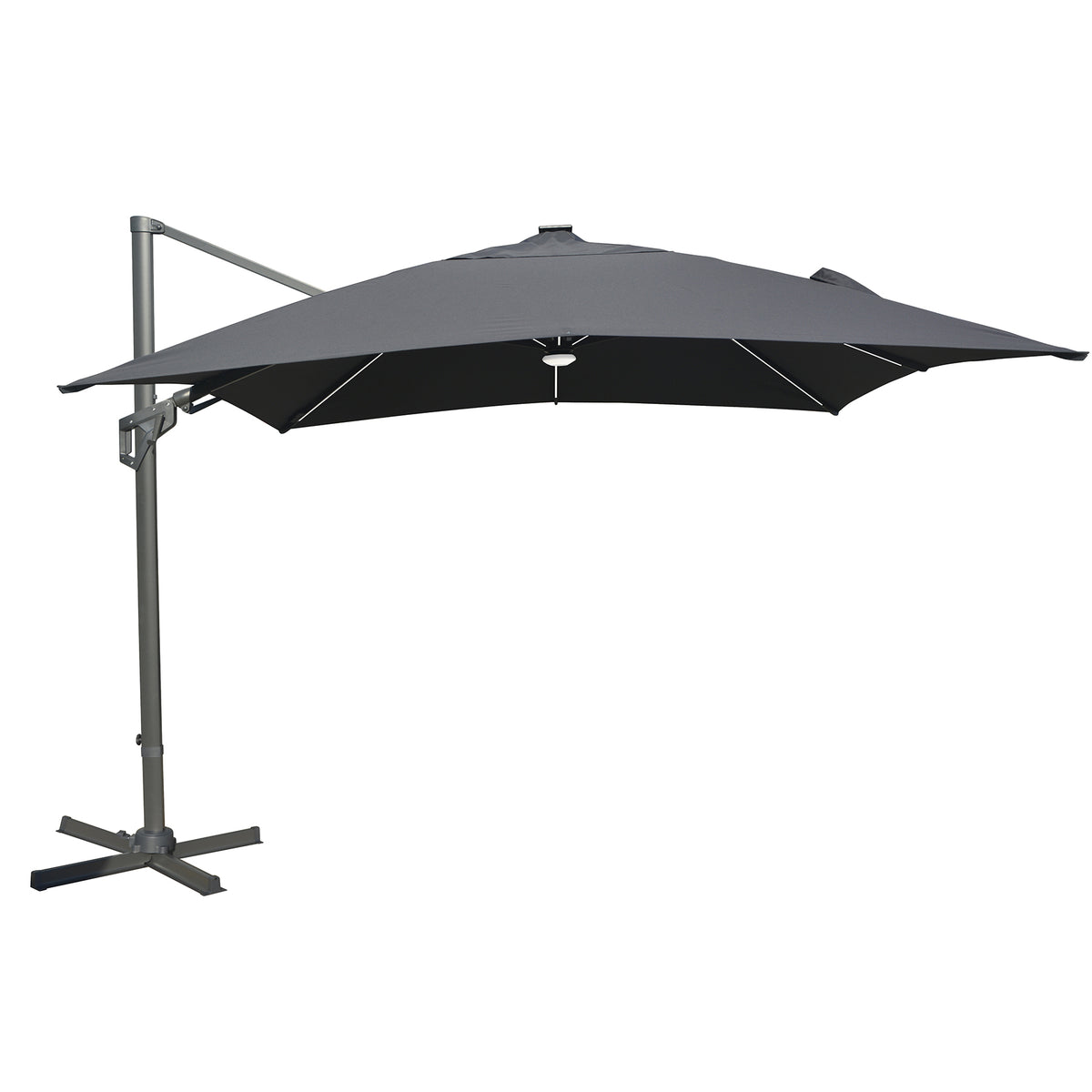 Bracken Outdoors Napoli Grey 3m x 3m Square Cantilever Parasol With LED Lights