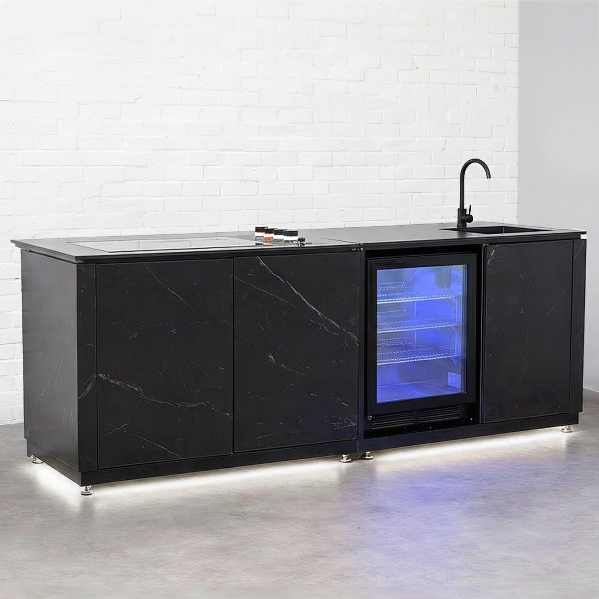 Draco Grills Vantage Sintered Stone Outdoor Kitchen Island with 4 Burner Barbecue