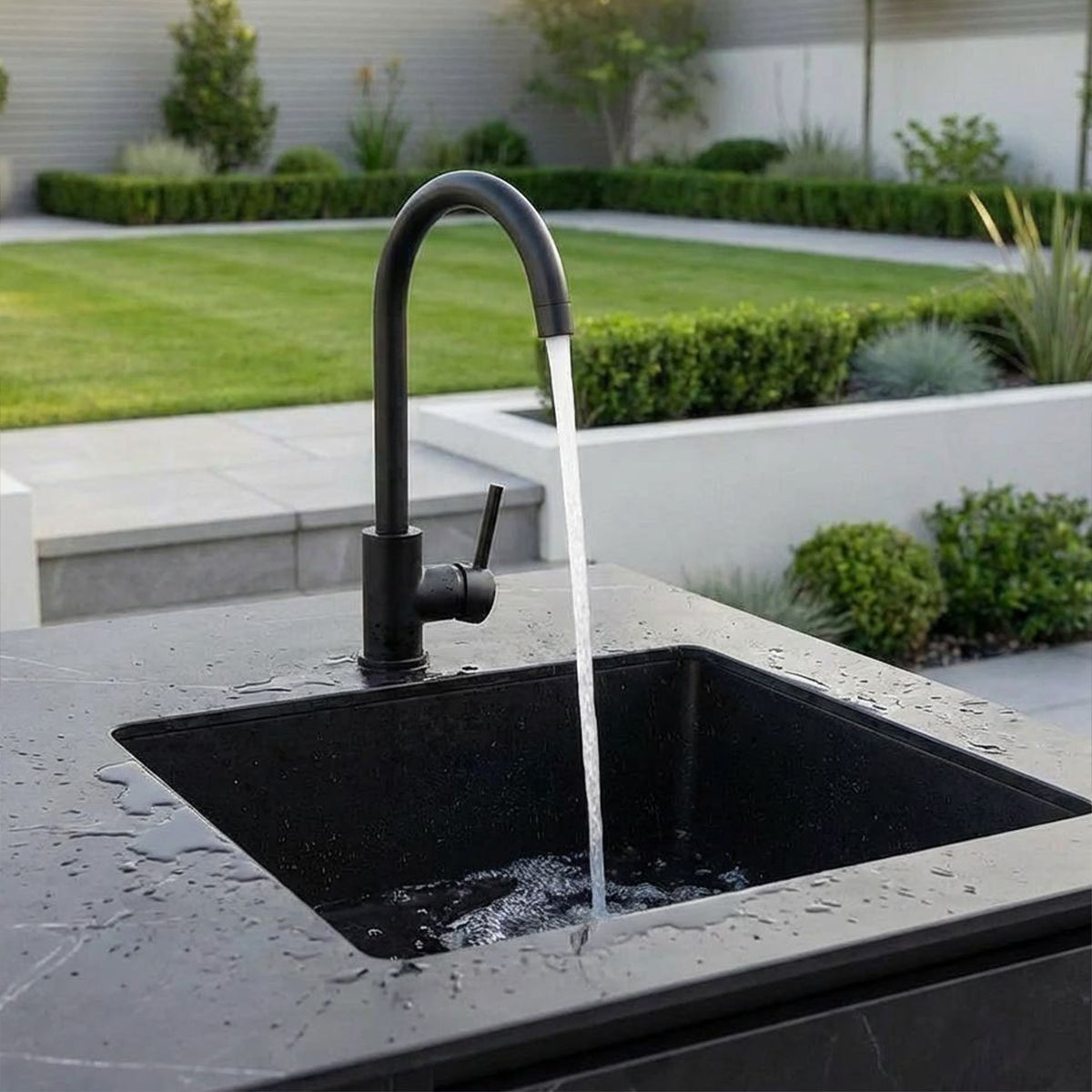 Draco Grills Vantage Sintered Stone Outdoor Kitchen Island with 4 Burner Barbecue