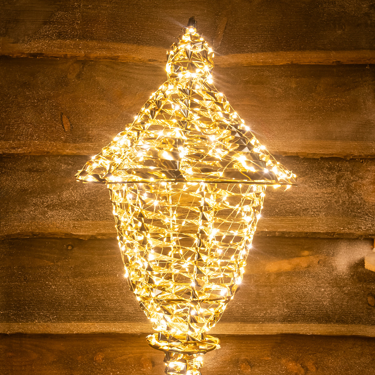 Pre-Lit Christmas Gold Laser Lit Lamp Post 230cm with 1900 Warm White LED Micro-Lights