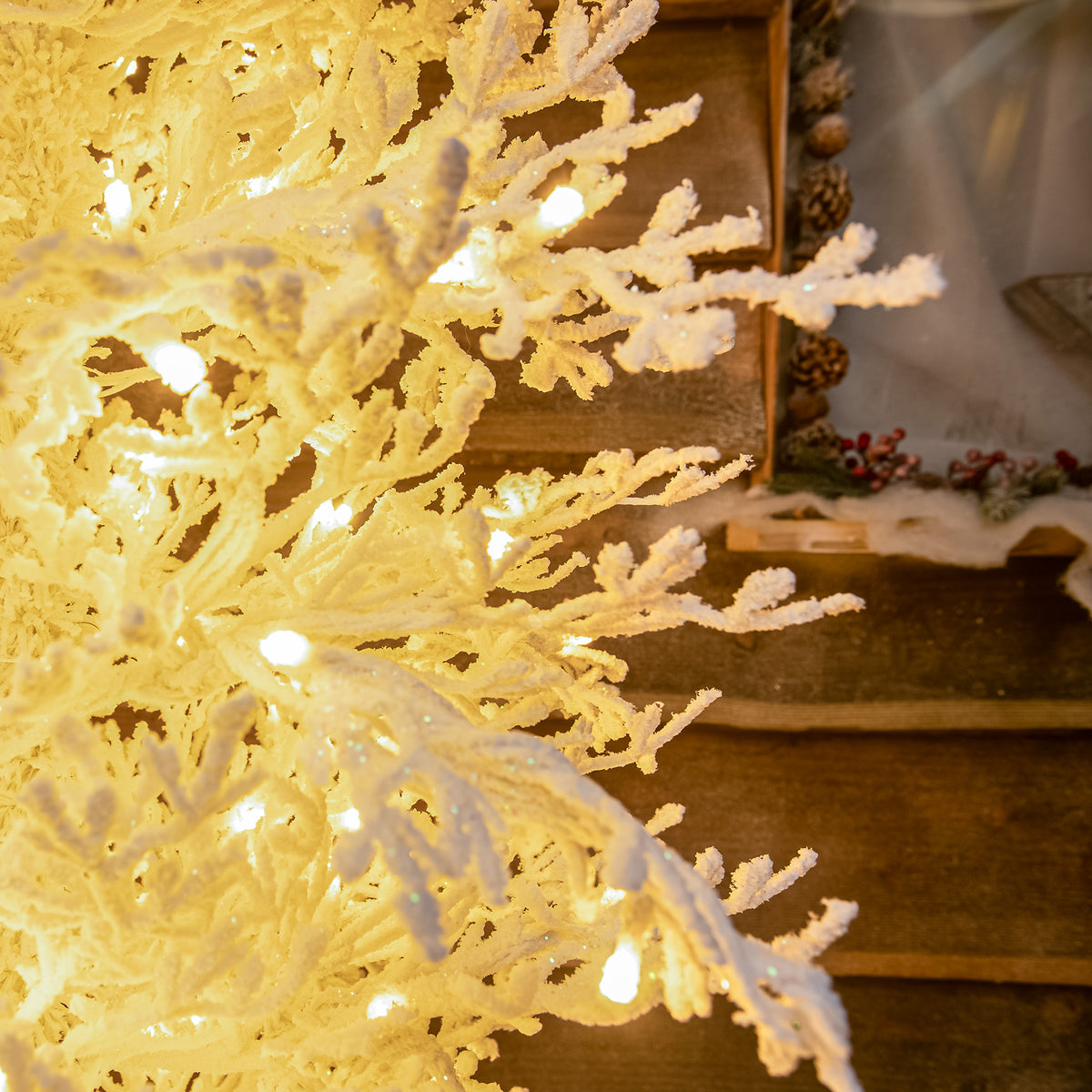 Pre-Lit Christmas Light-Up Snow Effect Tree 180cm with 300 Warm White LEDs