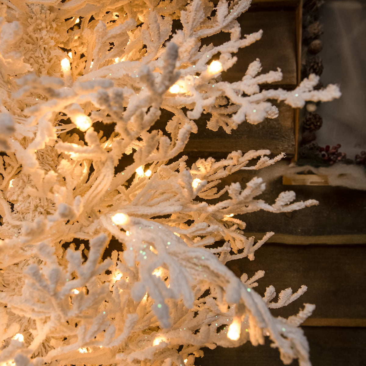 Pre-Lit Christmas Light-Up Snow Effect Tree 180cm with 300 Warm White LEDs
