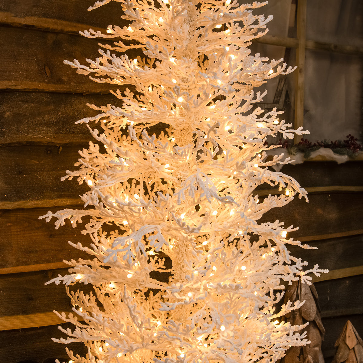Pre-Lit Christmas Light-Up Snow Effect Tree 180cm with 300 Warm White LEDs