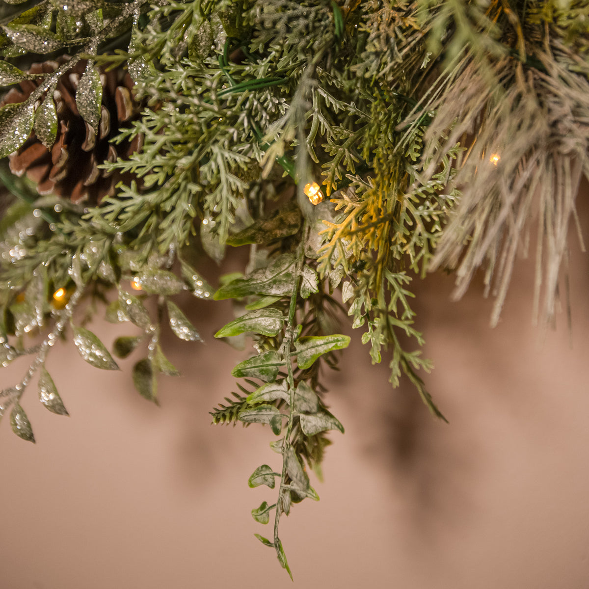The Christmas Centre Winter Woodland 26in (66cm) Prelit Christmas Wreath with Warm White Battery Operated LED Lights