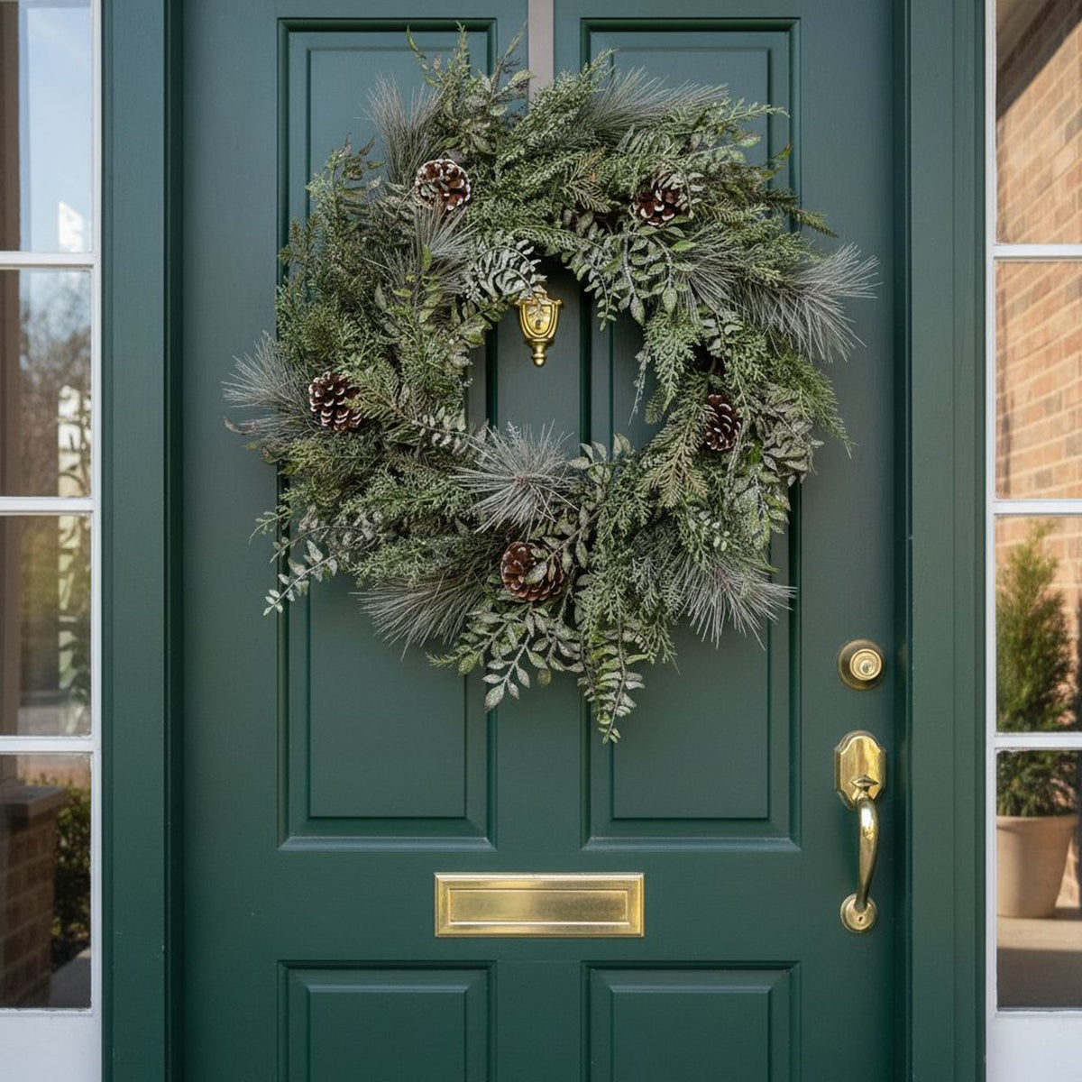 The Christmas Centre Winter Woodland 26in (66cm) Prelit Christmas Wreath with Warm White Battery Operated LED Lights