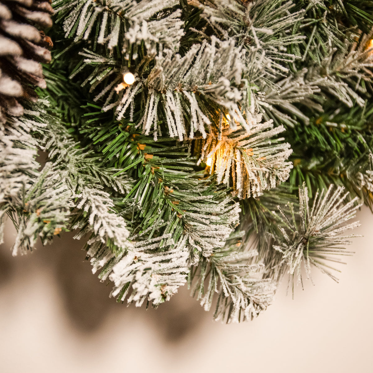 The Christmas Centre Frosted Winterfold Fir 26in (66cm) Prelit Christmas Wreath with Warm White Battery Operated LED Lights