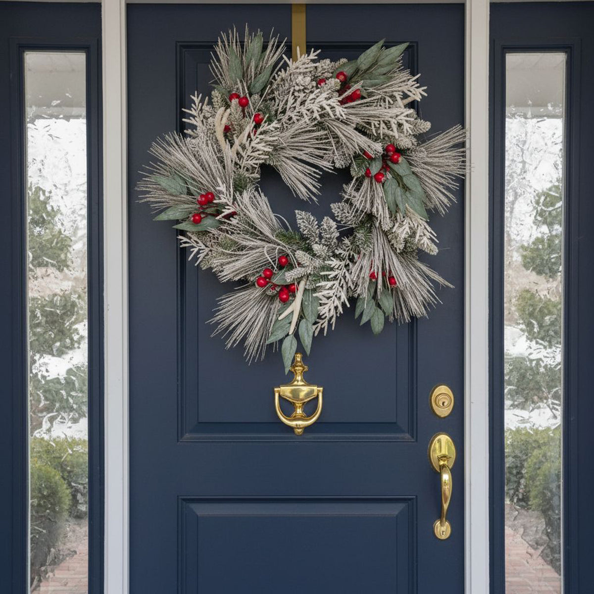 The Christmas Centre Jack Frost 26in (66cm) Prelit Christmas Wreath with Warm White Battery Operated LED Lights