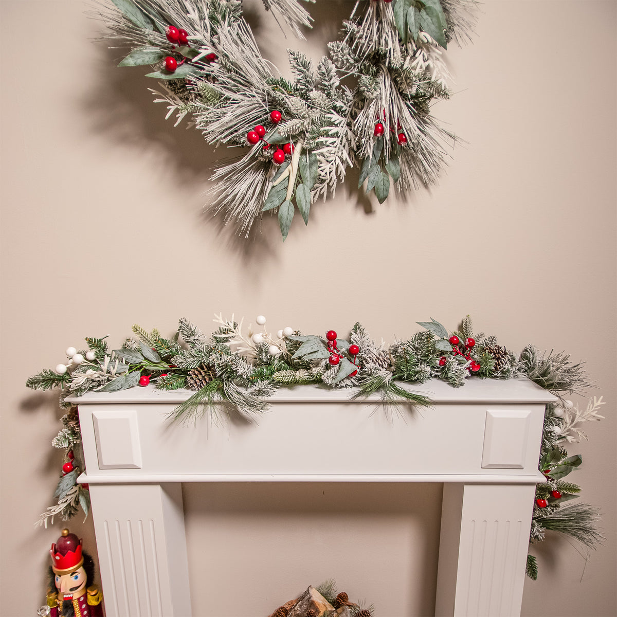 The Christmas Centre Jack Frost 6ft (180cm) Prelit Christmas Garland with Warm White Battery Operated LED Lights