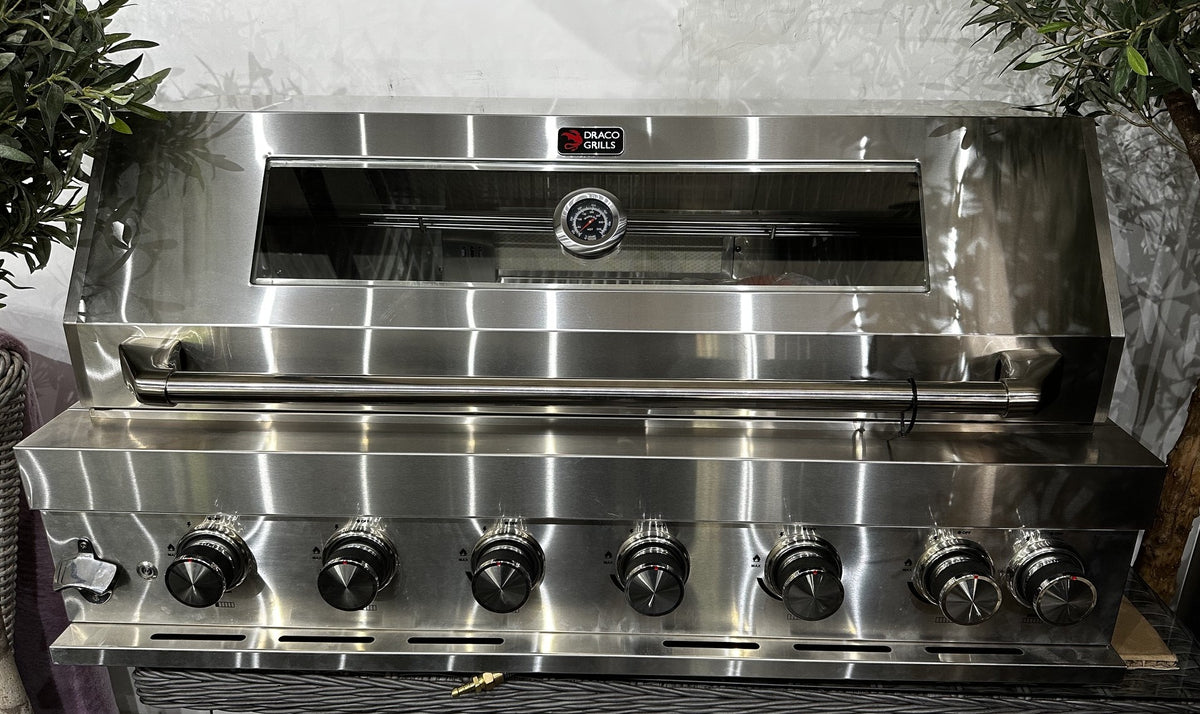 Ex-Display Draco Grills Z640B Deluxe 6 Burner Stainless Steel Build in Gas Barbecue