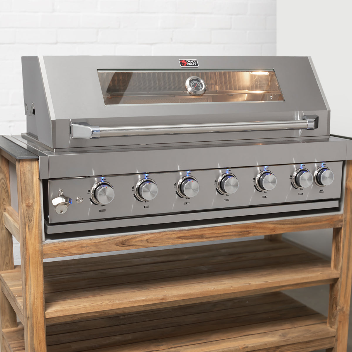 Draco Grills Z640B Deluxe 6 Burner Stainless Steel Build in Gas Barbecue