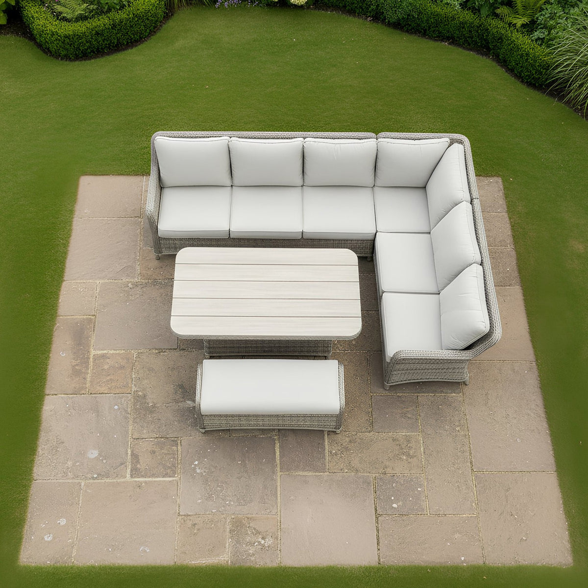 Bracken Outdoors Ashford Weave Corner Sofa with Rattan Height Adjustable Garden Furniture Set