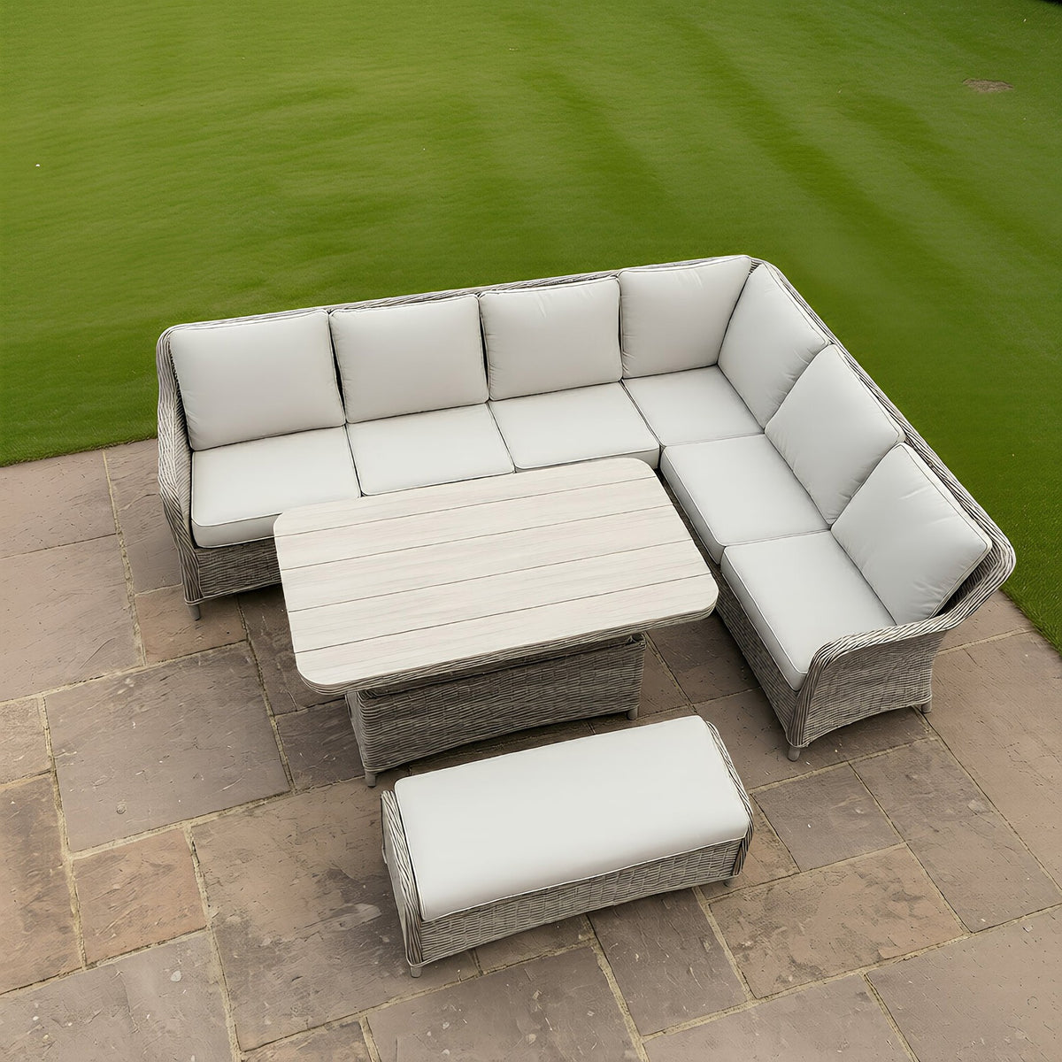 Bracken Outdoors Ashford Weave Corner Sofa with Rattan Height Adjustable Garden Furniture Set