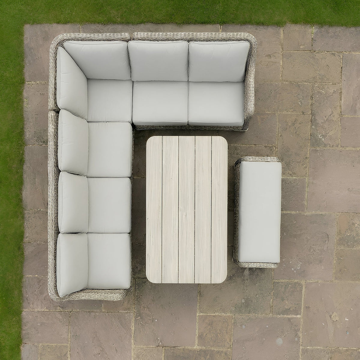Bracken Outdoors Ashford Weave Corner Sofa with Rattan Height Adjustable Garden Furniture Set